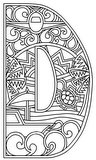 Download, print, color-in, colour-in Uppercase D